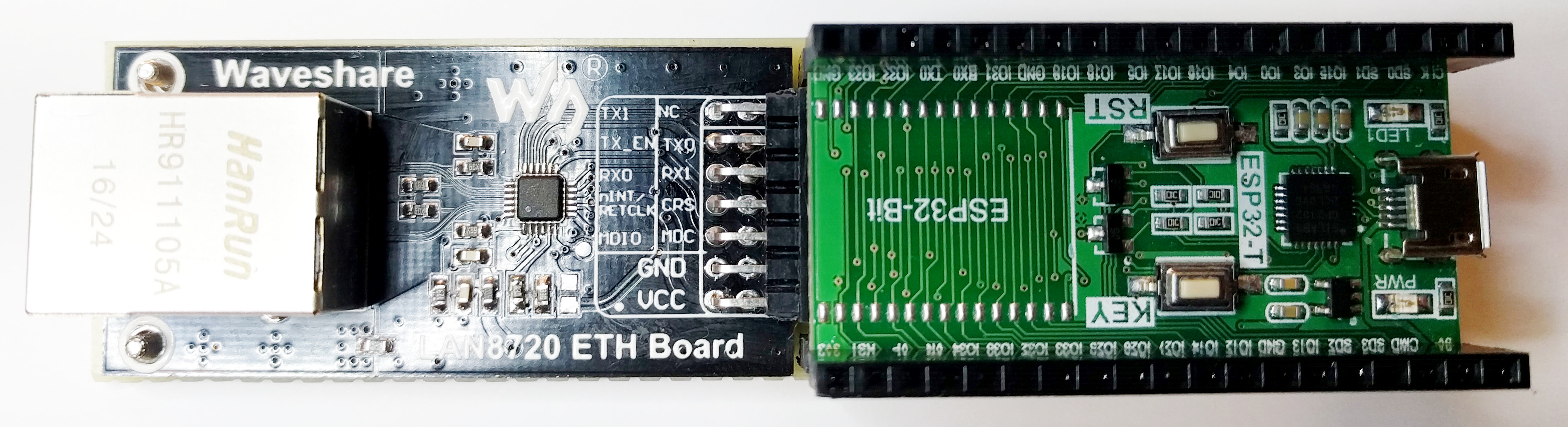 ESP32 LAN8720 Adapter with components